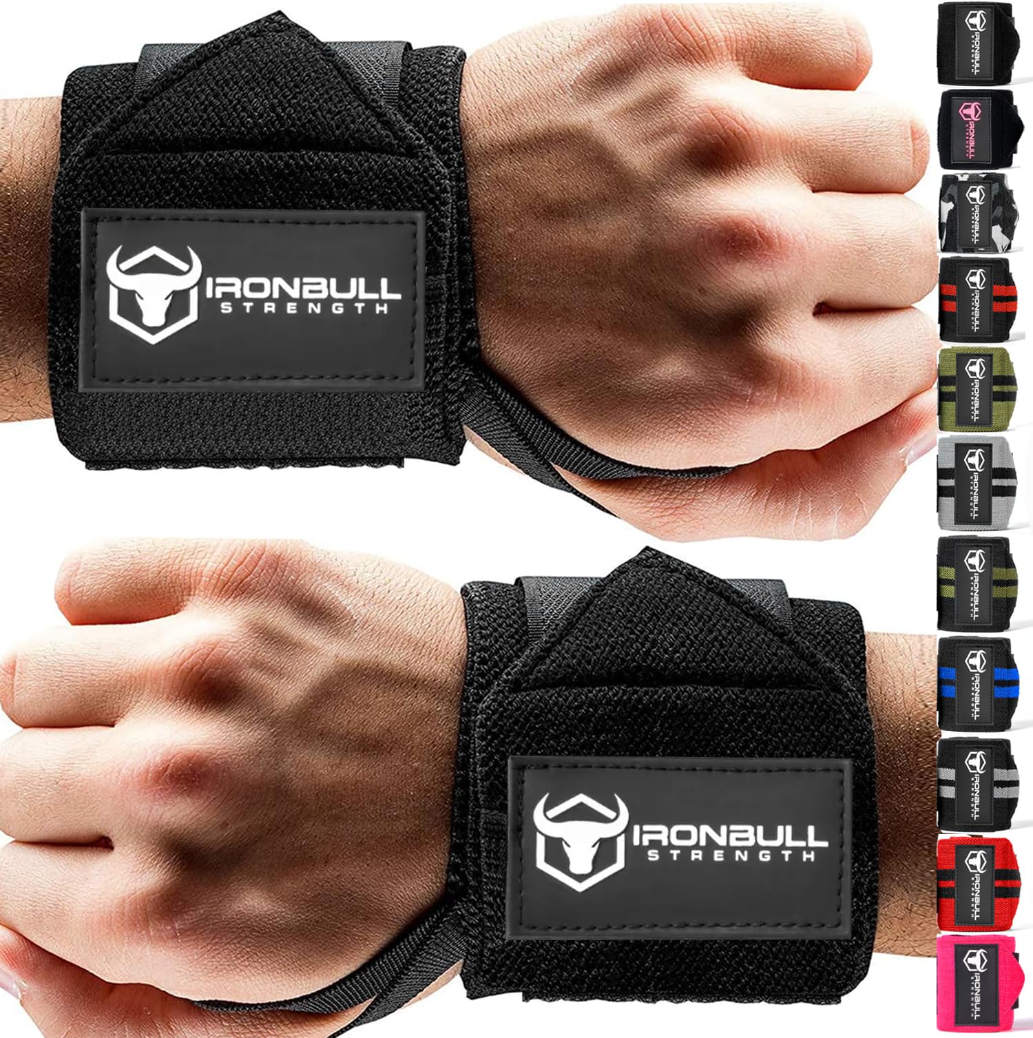Кистевые обмотки Iron Bull Strength 46 см (18 ) Пауэрлифтинг Бодибилдинг Тяжелая атлетика Approximately 51cm long x 8cm wide чёрный