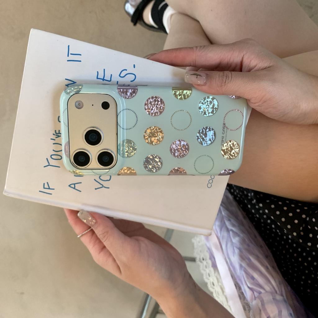 ins Korean hollow color polka dots for iPhone17 Apple 16ProMax/15Pro case advanced