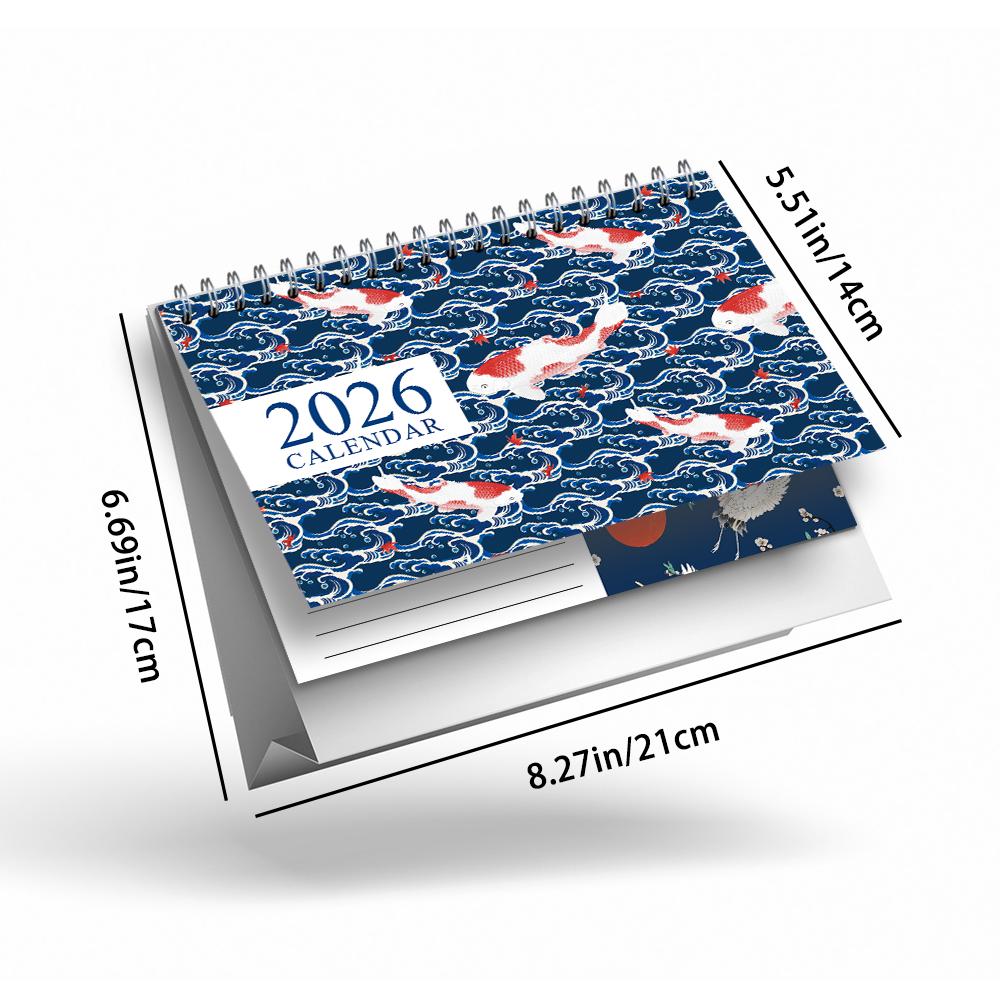 

1 шт. настольный календарь в японском стиле на 2026 год, настольный органайзер, 12-месячный планировщик, идеальный подарок на дни рождения и Рождество
