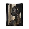 Tribal Artwork African Art Black And Gold Flannel Throw Blanket Blanket for Sofa Bedroom Warm Bed Rug,