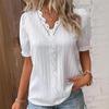 European & American Women's Fashion Hollow Short-Sleeve Shirt for Holidays