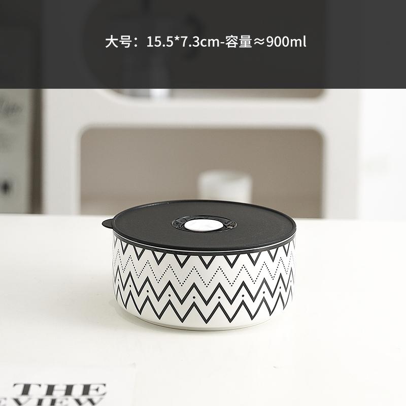 Microwave Oven Special Ceramic Lunch Box Fresh-keeping Box Round Heat-resistant Lunch Box Bowl with Lid Kitchen Rice Sealed Bowl