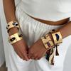 SHIXIN Bohemian Colorful Ethnic Style Wristband Metal Bracelet Vintage Pleated Scarf Wrapped Open Bangles Jewelry for Women New
