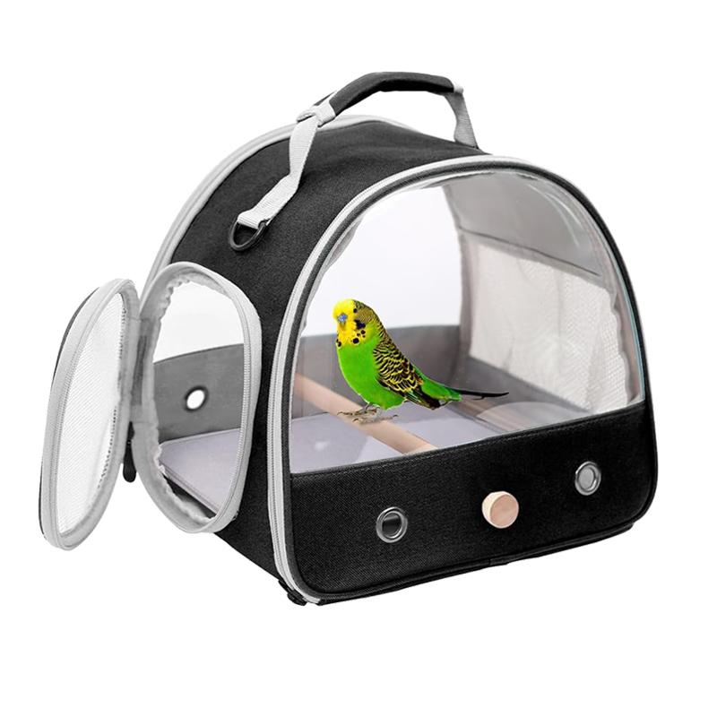 Bird Travel Carrier Cage Halinfer with Stand Perch and Mat in Green Color for Small to Medium Parakeet Budgies Parrot Cockatiel