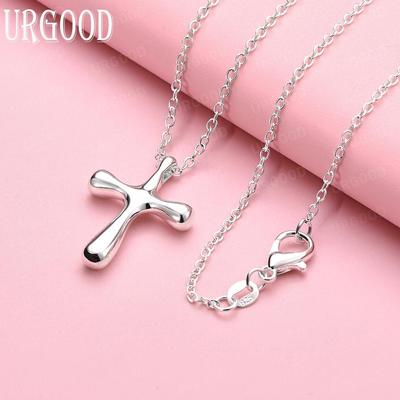 925 Sterling Silver Cross Pendant Necklace Fashion Wedding Jewelry