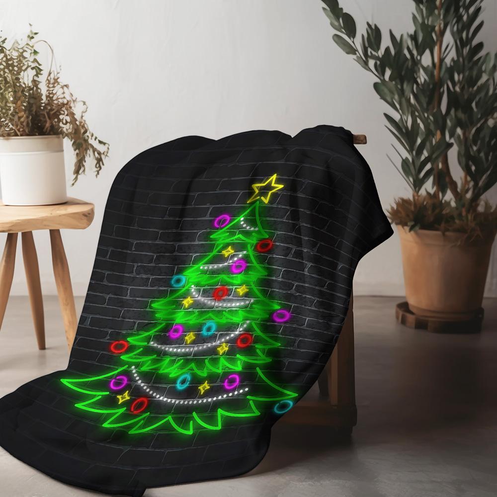 Tuniu Neon Christmas Blanket Flannel Throw Sofa Bed Room Decor Festive Gift Idea 75x90cm