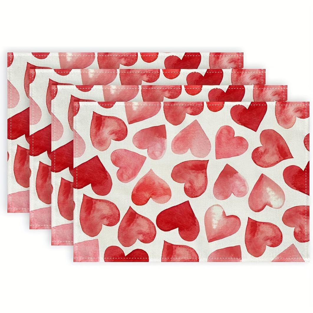 

4 шт. Салфетки на День святого Валентина в форме сердца – Красные акварельные сердца на белом фоне Фермерский стиль для декора помещений/улиц, праздников и вечеринок 4pcs