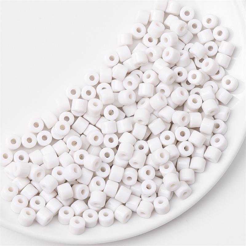 Acrylic Cream Solid Color Small Cylinder Beads for DIY Hairpin, Bracelet, Necklace Jewelry Accessories