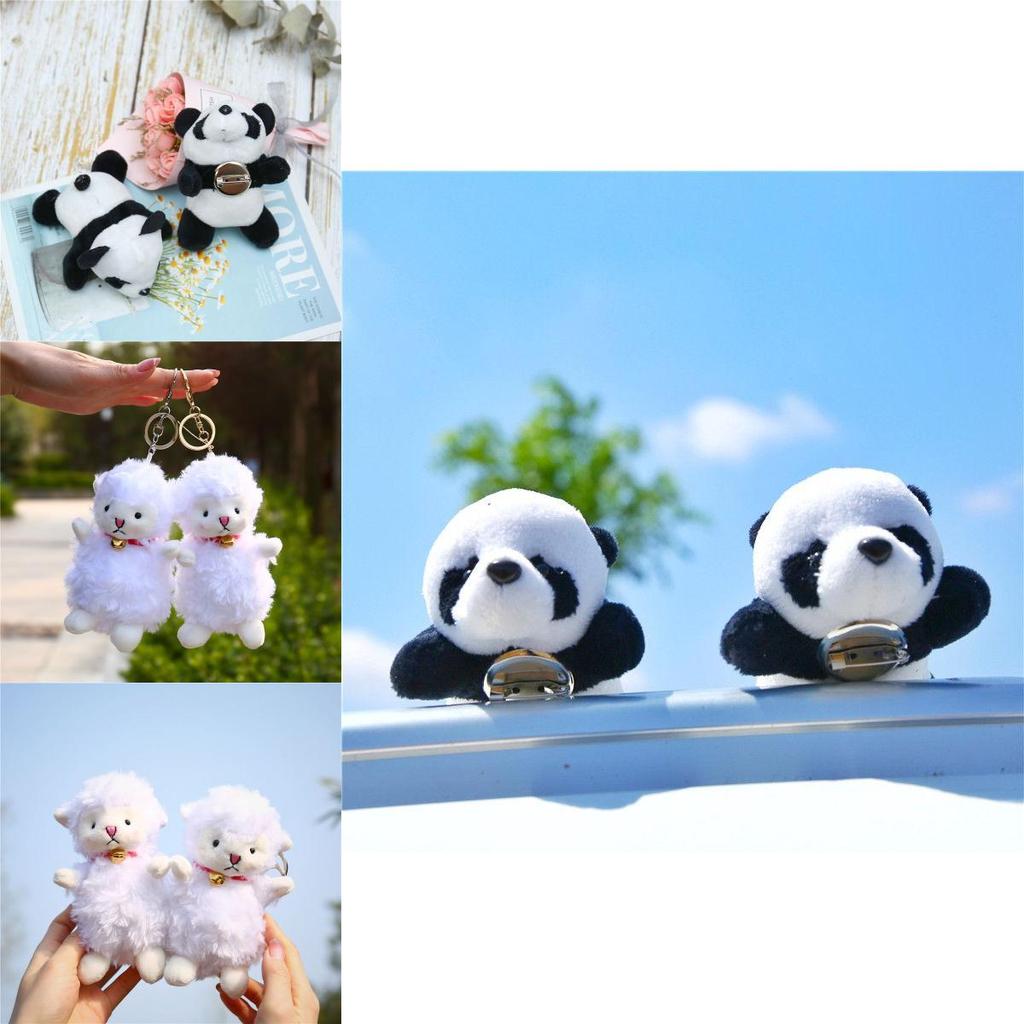 Sweet And Adorable 15cm White Sheep Plush Pendant Panda Brooch Toy Key Chain For A Cheerful Atmosphere