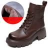 Women's New Autumn-winter Vintage Short Boots with Thick Soles, Casual Mid-calf Shoes, Single Boots