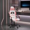Vidaxl Swivel Gaming Chair, White-Pink, Faux Leather