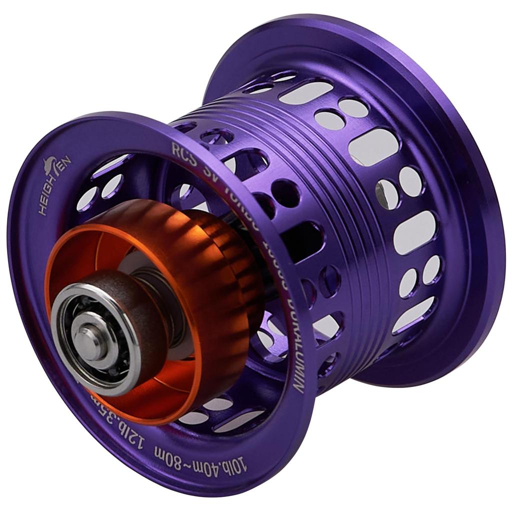 HEIGHTEN 2-Stage Adjustable Reel Spool with Bearings for Daiwa Baitcasting Reels (Steez, Zillion, Ryoga, Morethan, Silver Wolf (Purple) (805))