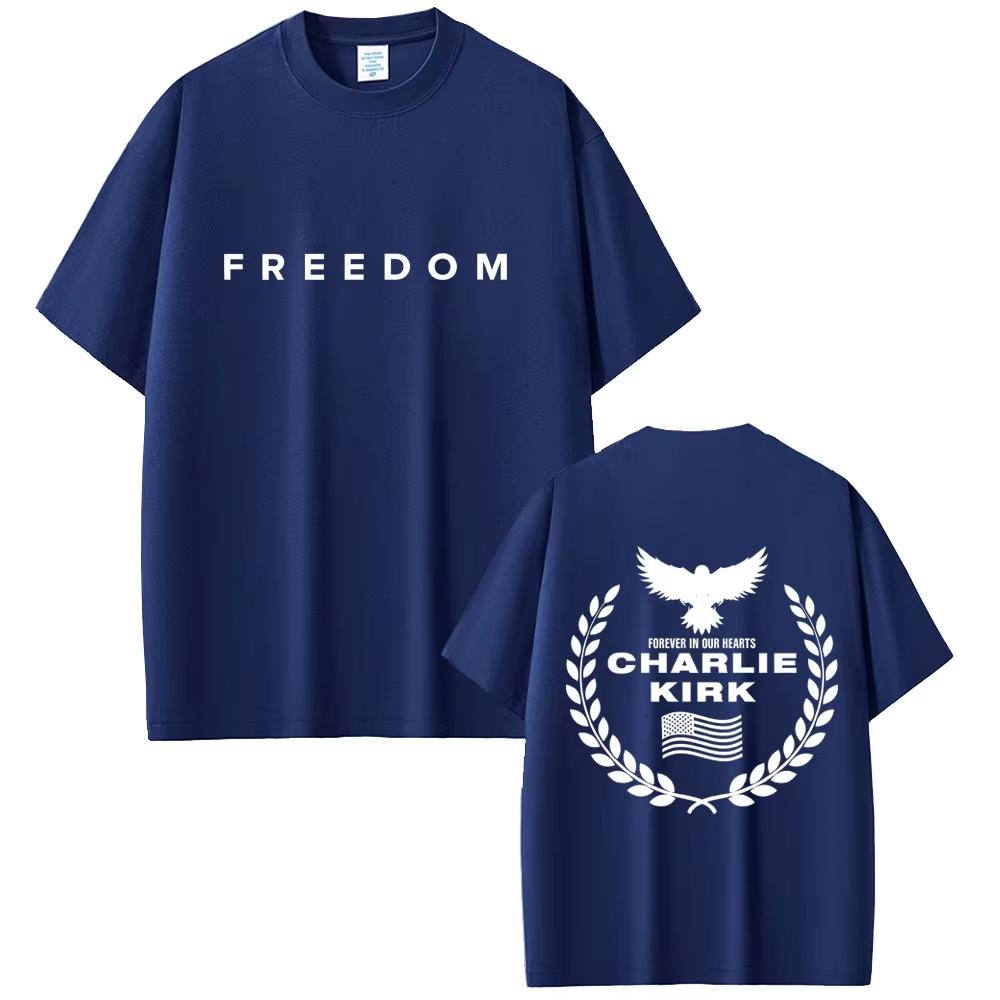 Charlie Kirk Freedom Same Style Print Tshirt Unisex Tribute Memorial American Hero Shortsleeved top Male Patriotic Activism Top