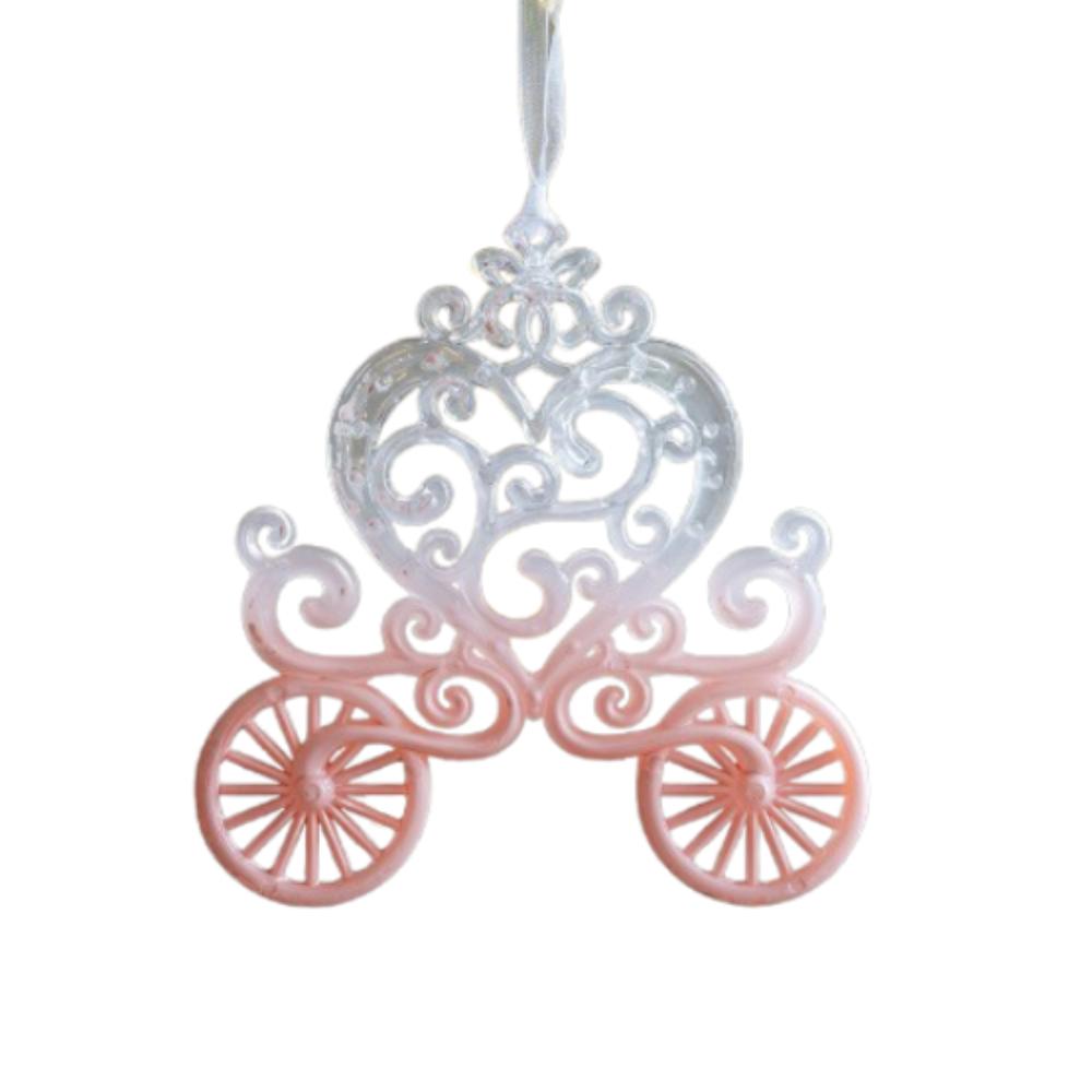 2pcs Pink Transparent Christmas Snowfall Deer Pendant Cartoon Plastic Xmas Tree Hanging Ornaments Crown Girl Key Elegant