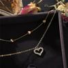 17KM Fashion Wedding Heart Pendant Necklace for Women Multilayered Gold Crystal Heart Necklaces Valentine's Day Gifts Jewelry