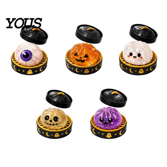 Halloween Ghost Fidget Toy 1/5Pcs Dumpling Squeeze with Steamer, Pumpkin Eyeball Hand Therapy Balls Skull for Relieve Stress, Holiday Party