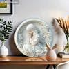 Pretty Angel Wooden Sign - Beautiful Angel Round Sign for Front Door Wall Hanging Decor Ideal Home Hanging Ornament