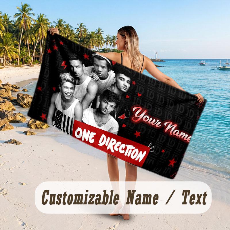 Custom Name Large Beach Towel,One Direction Quick Absorbent Towel For Outdoor Travel Poolside