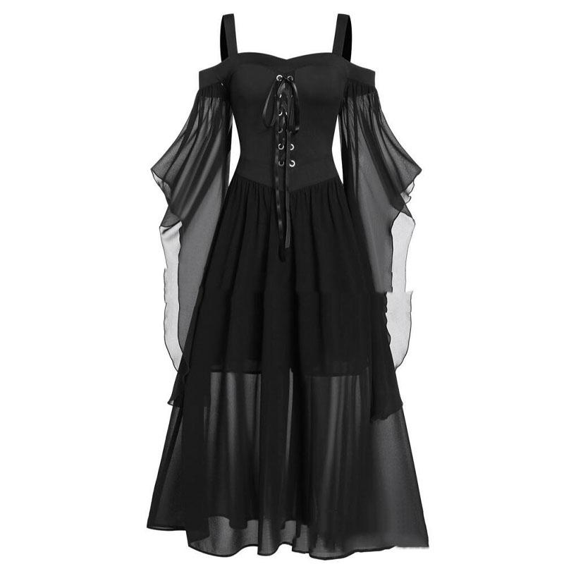 

Длинное платье на подтяжках Хэллоуина «Ведьма» больших размеров с бретелями и свободное платье 5XL