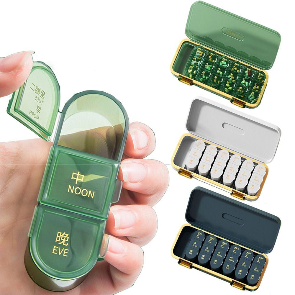 Large Capacity Weekly Pill  Case Visual Large Compartment Pill Dispenser  Outdoor