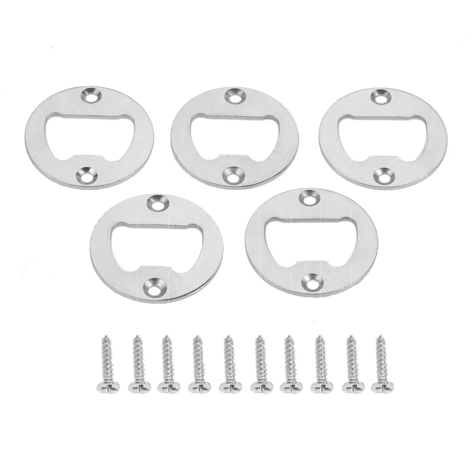 

5pcs/set Bottle Opener Insert w/screw 40mm Round Iron Beer Open Antique Bronze Silver Wall Mount Bar/Home/Restaurant/Kitchen/Pub срібний