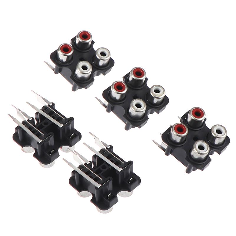 5Pcs 2/4 hole RCA Female Stereo audio Jack AV Audio input socket Connector Lotus row Amplifier Interface Signal connection