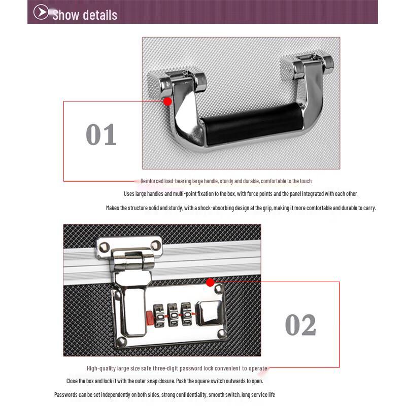 Portable Aluminum Alloy Hard Case with Foam and Password Lock
