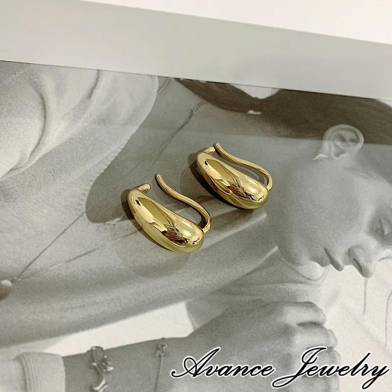 Avance Drop Ear Cuff Ear Clip Earrings Earrings Silver Gold Non-Pierced Women's (Gold)