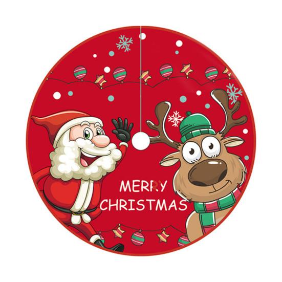 36 Inches Christmas Tree Skirt Red Santa Snowflakes Snowman Reindeer Xmas Tree Skirt Holiday Decor for Home Party