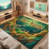 Dinosaur Theme Soft Crystal Velvet Rug Custom Name & Text Print Non Slip Floor Rug for Bedroom Living Room