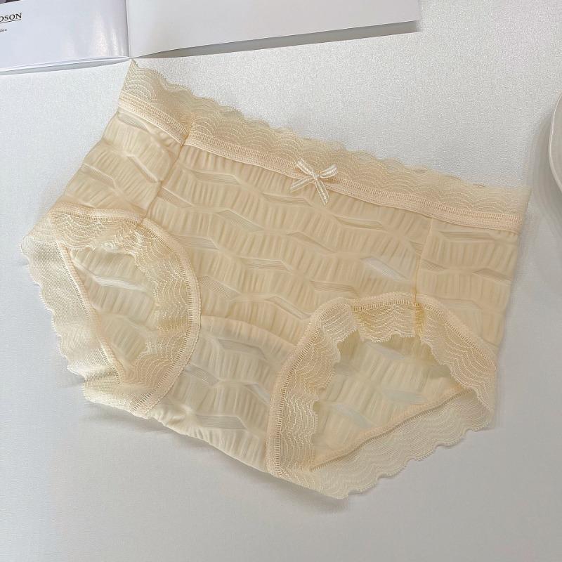 Ice Gauze Girls' Underwear with No Trace Breathable Waist Briefs Wrapped Buttocks Pure Cotton Crotch Lace Women's Triangle Panties