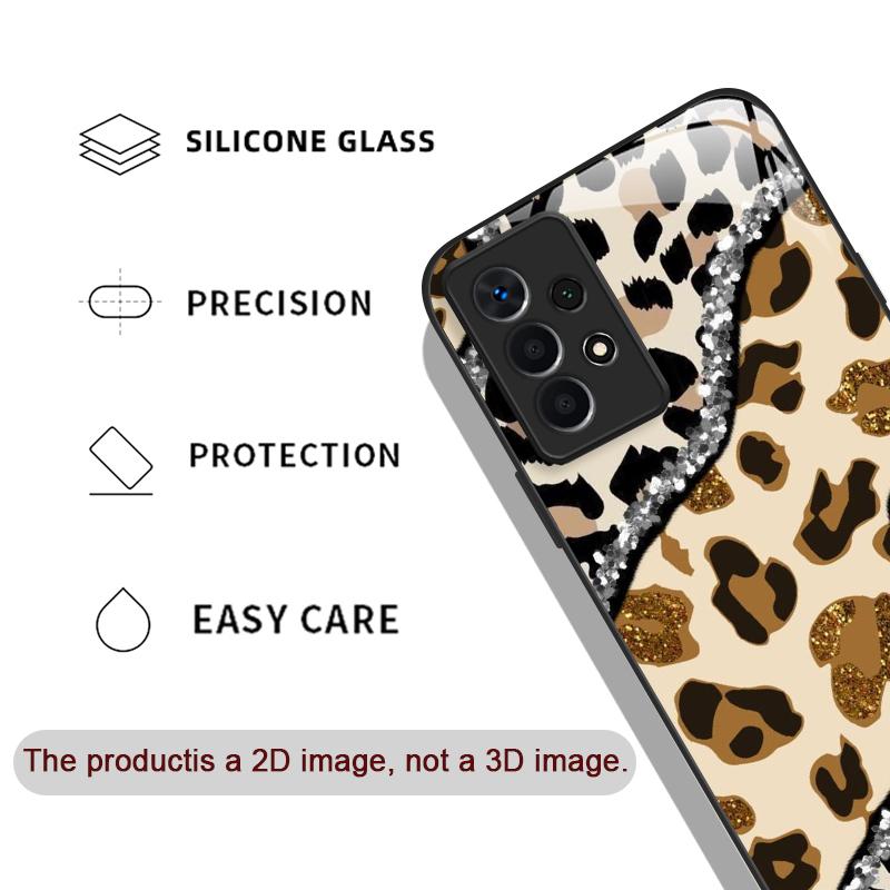 Artistic Leopard Print Cherry Red Lips Tempered Glass Phone Case for Samsung Galaxy S25 Ultra S24 S23 Plus S22 S21 S20 FE Covers
