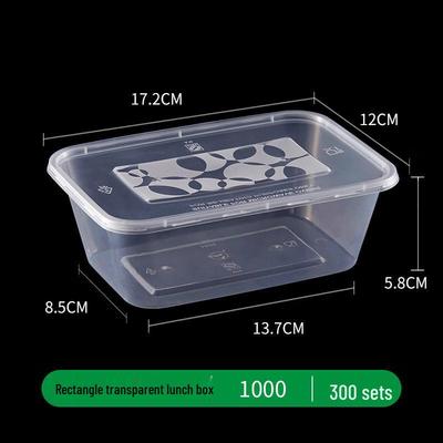 Engångs Rektangulära Plastmatbehållare med Lock