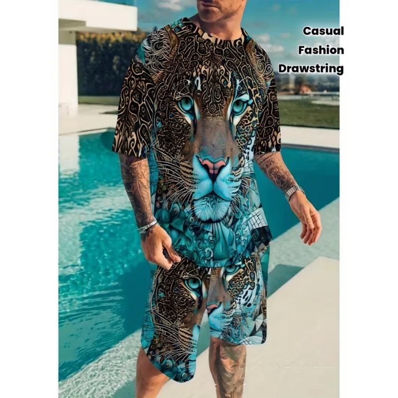 3D Summer Men s Short Sleeve Suit Fashion Street Short Sleeve Shorts S