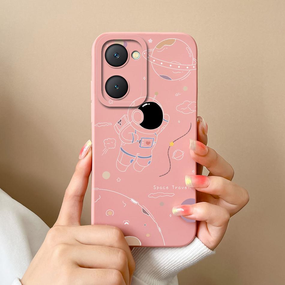 Phone Cases For Vivo Y03 4G Flowers Soft Liquid Silicone Camera Lens Premium Protection Back Covers For Vivo Y 03 Funda Carcasa