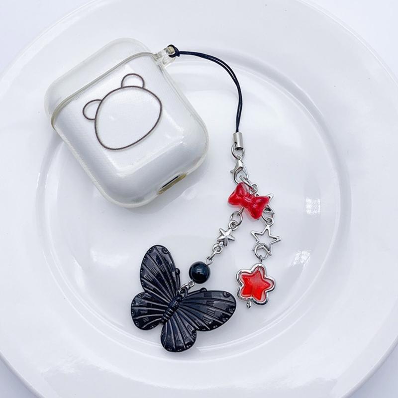 Bowknot Butterfly Heart Phone Charm Straps Car Keys Hanging Pendants Y2K Bag Decoration Lanyard Purse Accessories