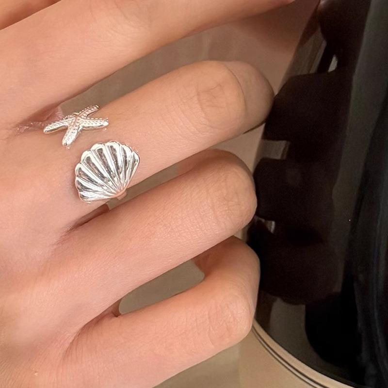 Classic Simple Multi Functional Ocean Series Spring/Summer Sea Star Shell Ring Exquisite and Generous Ring Jewelry