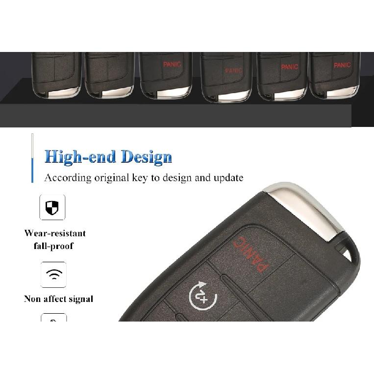 Jingyuqin 10pcs SIP22 2/3/4/5 Button Remote Car Key Shell for Jeep Renegade Compass Auto SUV Smart Keyless Entry Fob Case NoLogo