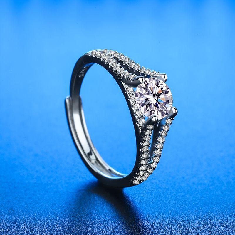 925 Silver Ring Heart AAA Zircon Open Adjustable Engagement For Women Wedding Fashion Jewelry Party Gifts