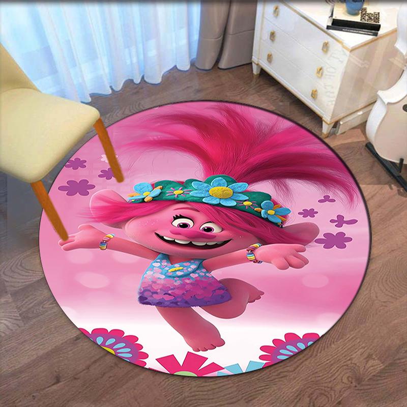 Trolls Printed Round Rug Carpet Chair Rug Area Rug Entryway Doormats,for Office Chair Living Room Bedroom Kitchen Room.