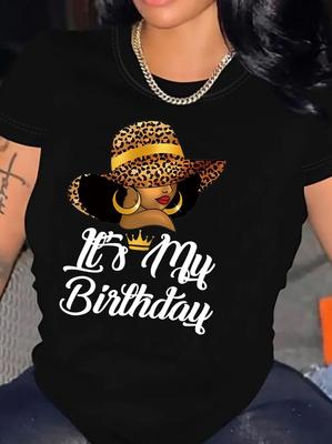 Leopard Print Hat Queen It's My Birthday T-shirt