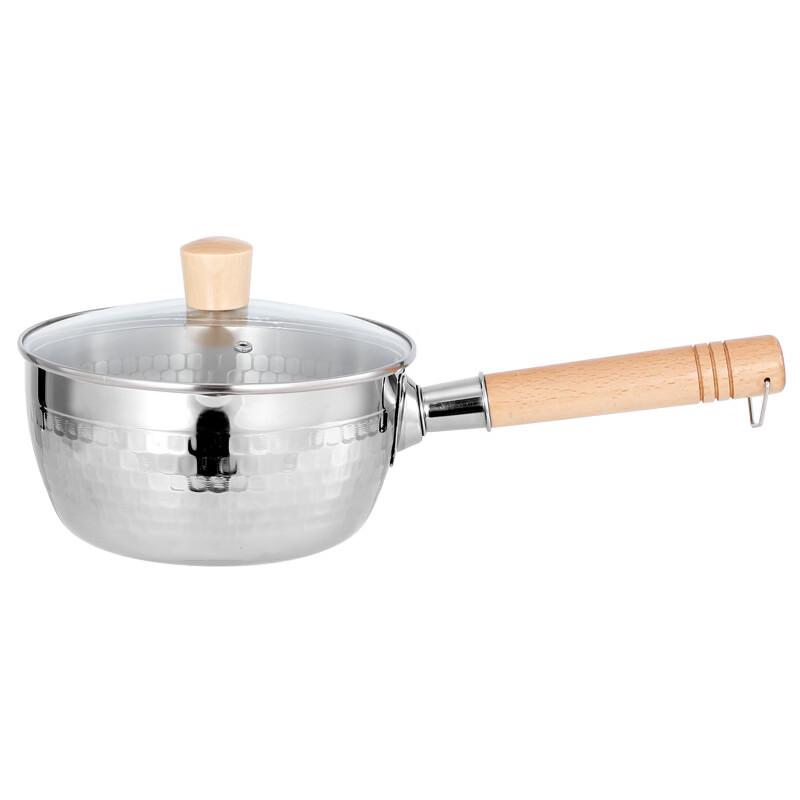 Hammered 304 Stainless Steel Yukihira Pot with Wooden Handle
