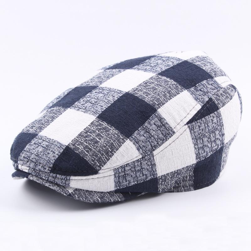 Men'S Autumn Thin Plaid Coarse Cloth Beret Outdoor Sunscreen Sun Hat Women'S Trend Forward Hat