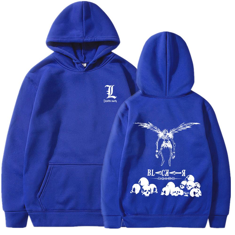 Death Note Anime Hoodies for Men and Women Ryuuku Skull Print Y2k Sportswear Gothic Harajuku Manga Hoodies Hip Hop Warmth