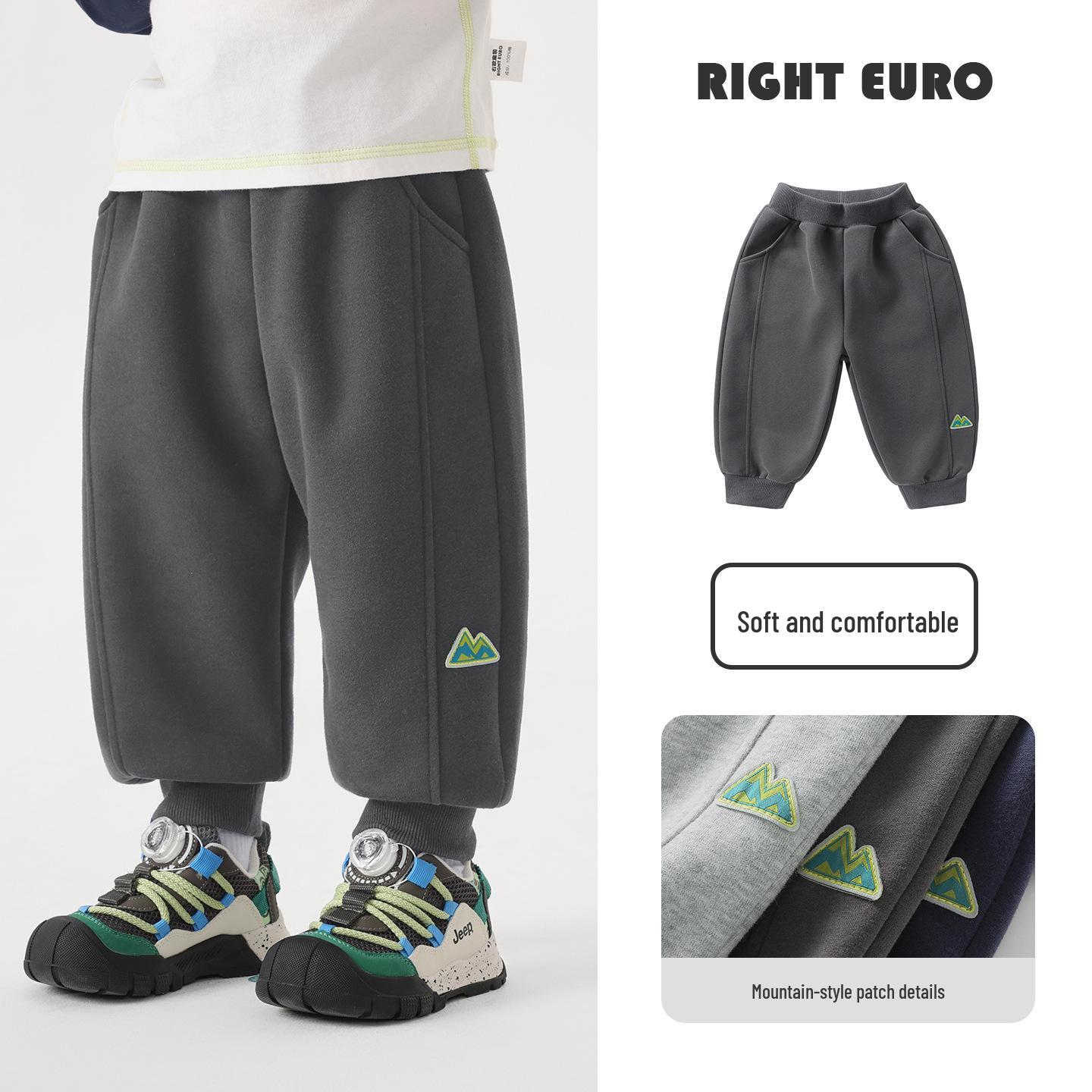 2026 European Boys Knit Mountain-Style Sweatpants - Spring/Autumn Kids Sportswear 90 cm