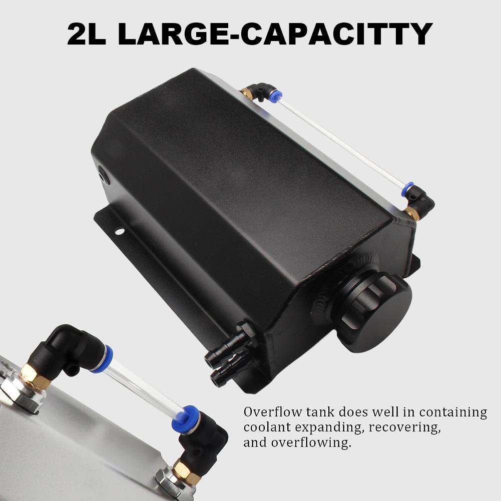 2L Radiator Coolant Overflow Bottle Aluminum Alloy Radiator Overflow Coolant Can Universal Polished Reservoir Car Accessories