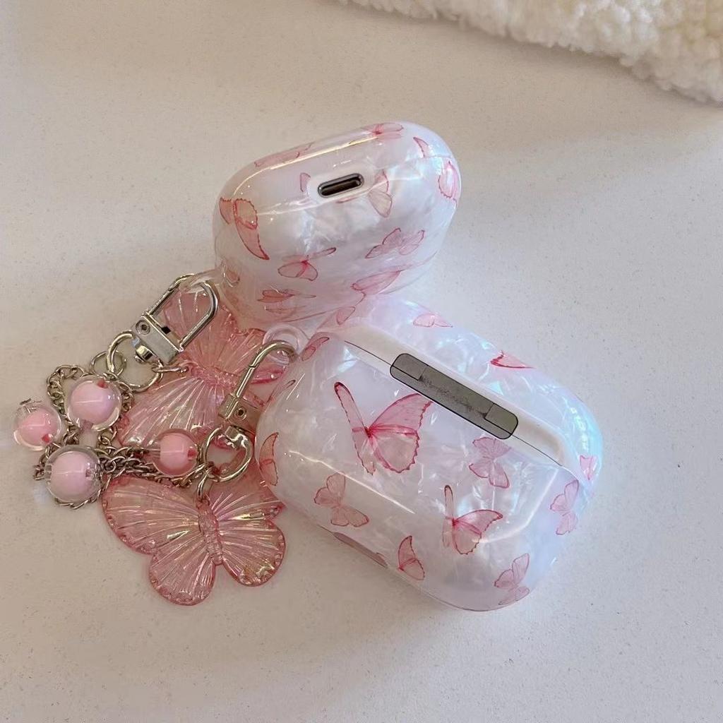 For Airpods 4 3 2 1 Case Cute Glitter Bow knot butterfly Shell pattern Crystal Soft Clear Earphone Cover For Airpods Pro 2 3 Protective
