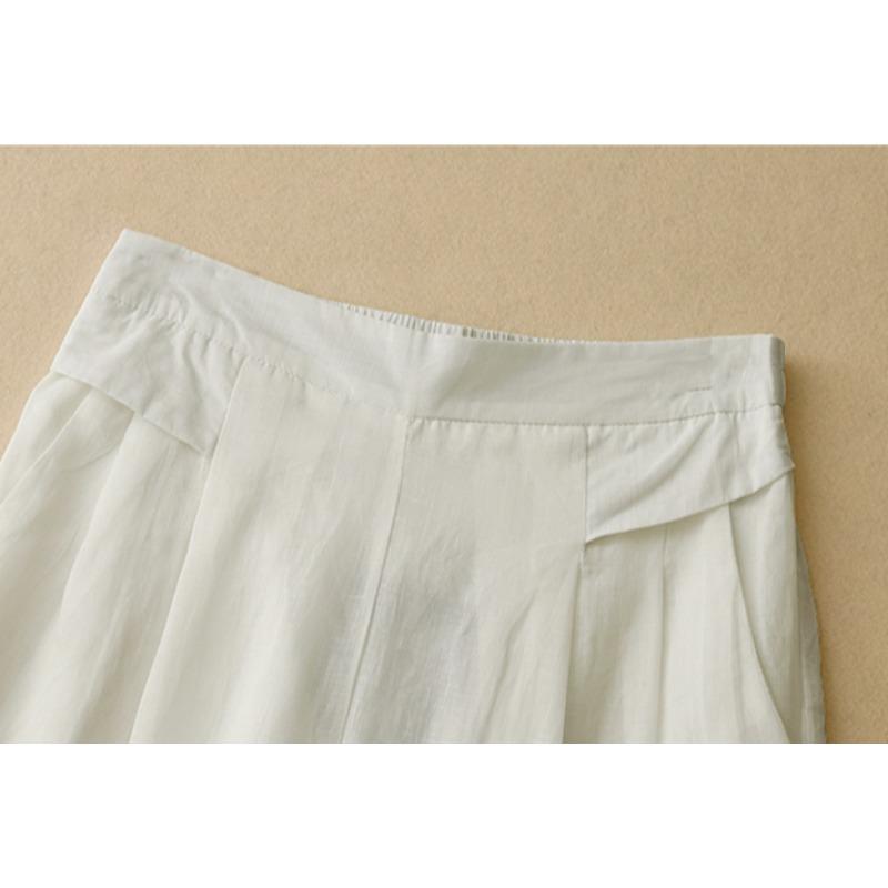 DIMANAF Summer 2025 Plus Size Women Vintage Linen Casual Loose Wide Leg Pants Basic Elastic High Waist Pants Thin Trousers