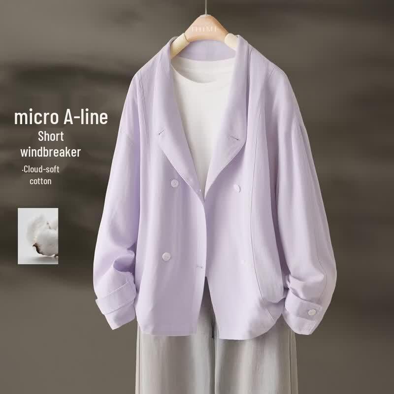 IHIMI A-line Double-Breasted Short Trench Coat M
