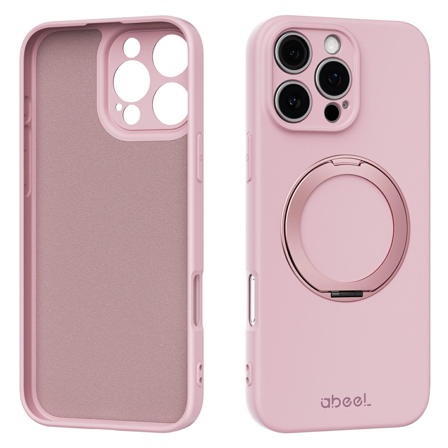 ABEEL For iPhone 16 Pro Magnetic Case Kickstand Skin Touch Liquid Silicone Phone Cover